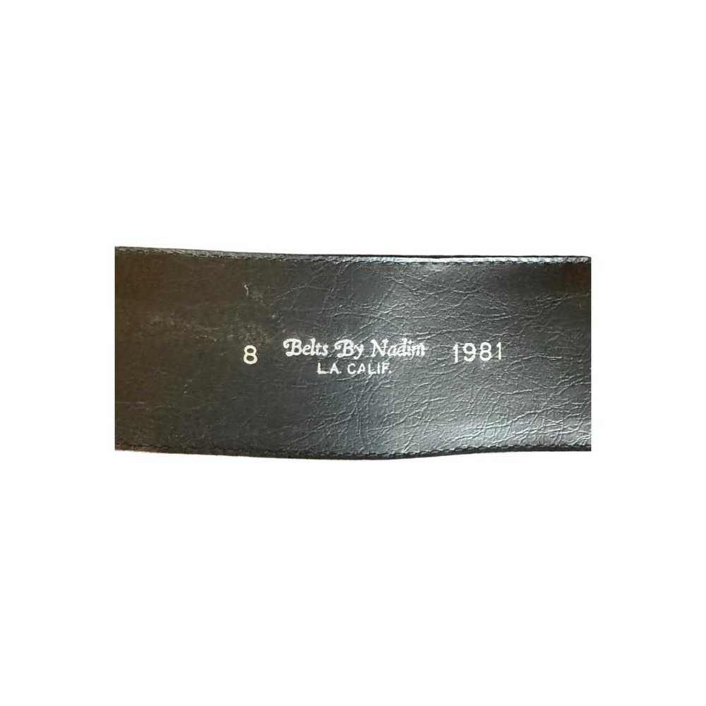 Vintage 1981 Belts By Nadim Black Fabric Wide Belt Rhinestone Buckle Size 8 - Picture 6 of 6